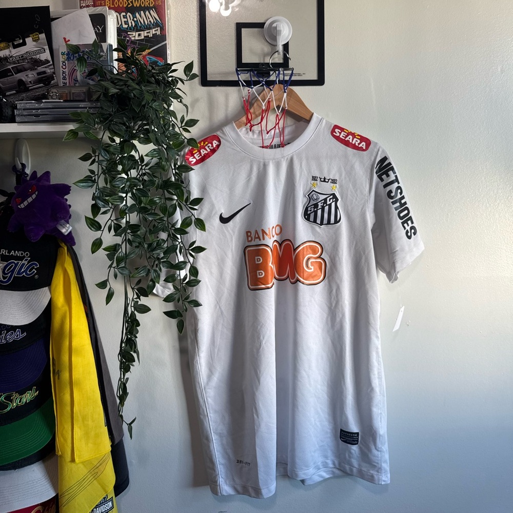 Mini Basketball Hoop with White Santos Jersey